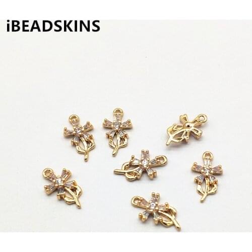 New arrival! 14x8mm 50pcs Cubic Zirconia Flower shape Charm for Earrings parts,hand Made Earrings Findings Jewelry DIY