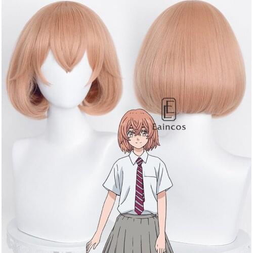 Anime Tokyo Revengers Hinata Tachibana Cosplay Wig Women 35cm Short Light Orange Wigs Heat Resistant Synthetic Hair