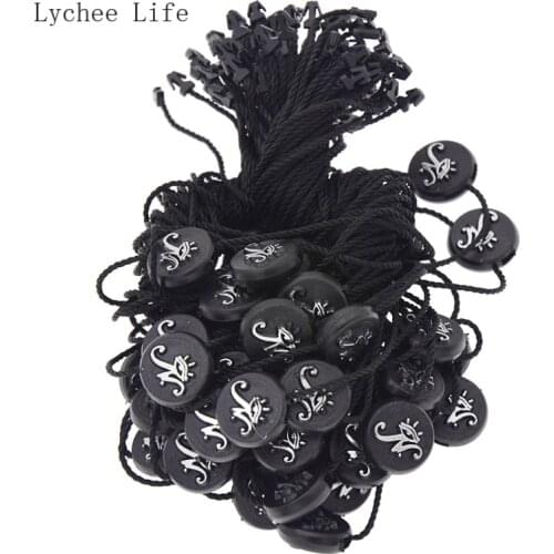 50pcs/lot Plastic Square Round Buckle Garment Label For Clothes Bag Tags Cards DIY Clothing Accessories