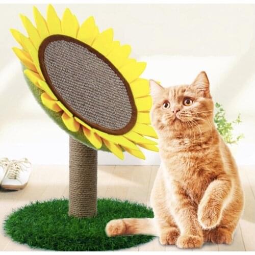 Sisal Dog Frame Solid Wood Cat Climbing Frame Homemade Material Sunflower Flower Kitten Cat Scratch Board Pet Supplies