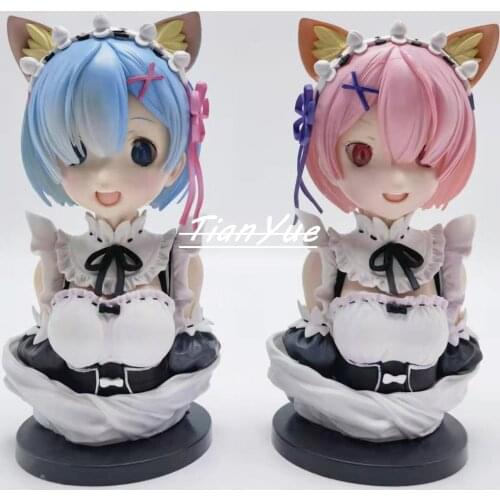 Re:Life in a Different World from Zero Rem Ram Bust Cat Ver. Girl Action Figure Model Toys 22cm