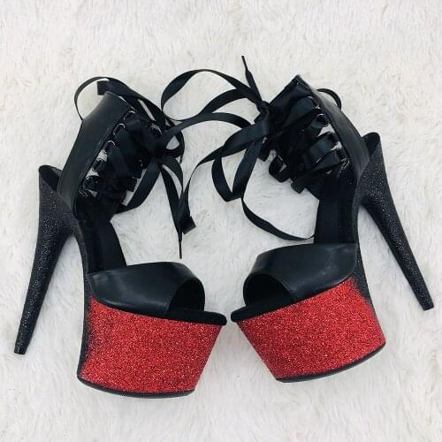 Leecabe 17CM/7Inch ankle lace up upper sandals sexy exotic platform High Heels Pole Dancing shoes