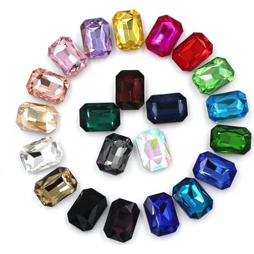 DIY watch and Wedding dress jewelry accessorie Rectangular octagonal glass crystal Pointback rhinestones