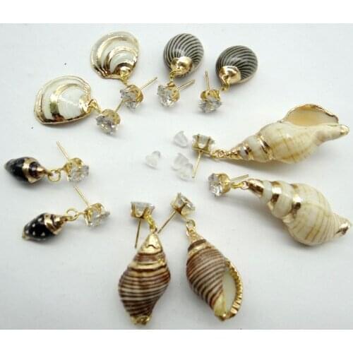 Wholesale Natural Sea Shell charm Pendant Earring Shell Drop Stud Earrings for diy Jewelry making earring