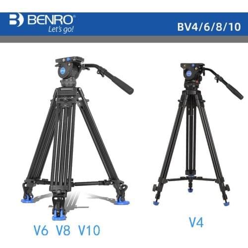 Benro BV6 BV4 BV8 BV10 Series Camera Tripod Adjustable Damping Hydraulic PTZ Photography Professional Tripod