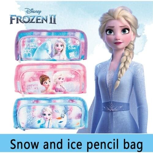 Disney male and female cartoon cute zipper large capacity Frozen Wonderland stationery bag primary school student pencil bag