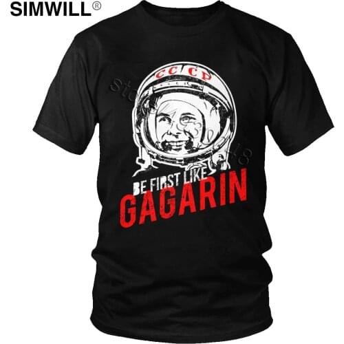 Urban Latest Cotton USSR Yuri Gagarin Tshirt Short Sleeves Round Neck Russia CCCP T-shirt Cosmonaut Leisure T Shirt Gift Clothes