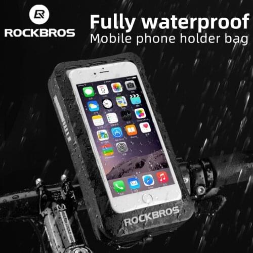 ROCKBROS Full Waterproof Bicycle Bag Rotatable Bike Front Phone Bag Touch Screen Rearview Mirror Coin Purse Bag Bike Accessories