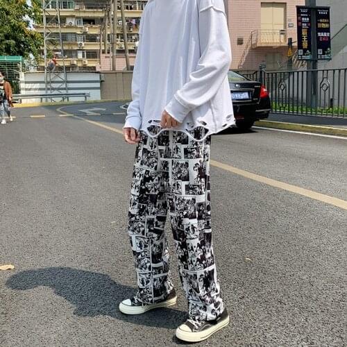 Japanese Cartoon Pants Mens Ins High Street Fashion Brand Legged Sweatpants Korean Version Versatile 9-point Casual Pants