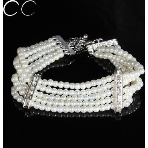 Bijoux femme elegant wedding jewellery pearl beaded bracelet for bridals women wedding party fashion jewelry accessories E025