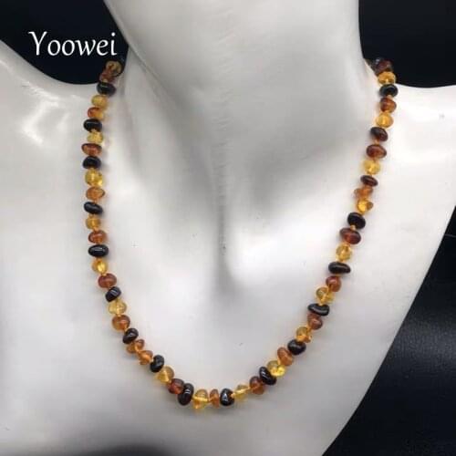 Yoowei New Natural Amber Necklace for Gift Adult 100% Real Irregular Amber Beads Original Trendy Women Amber Jewelry Wholesale