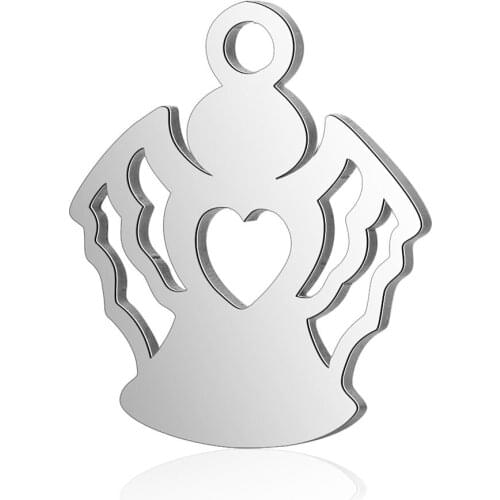 10pcs/lot 12*14mm Stainless Steel Angle Pendant Bracelet Charms DIY Crafting Jewelry Making Handicraft Accessories Wholesale