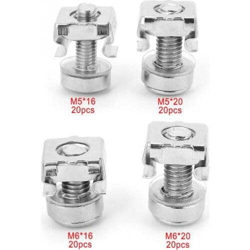 20Pcs Network Captive Nuts Cabinet Rack Caged Screws & Nut Assortment Kit Nickel Plated wood screw and nut tornillo