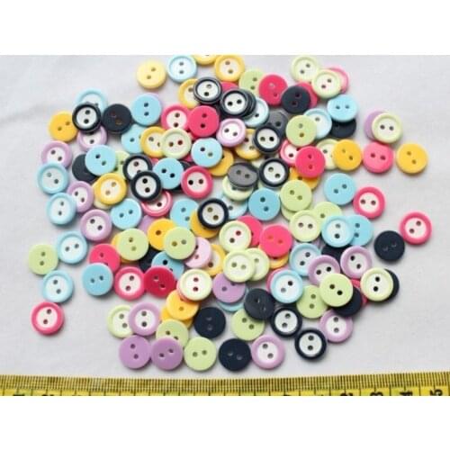 2000pcs Tiny Mini Button Resin Round Shape 2 holes Candy buttons Assorted Colors 11mm 2 tones D25