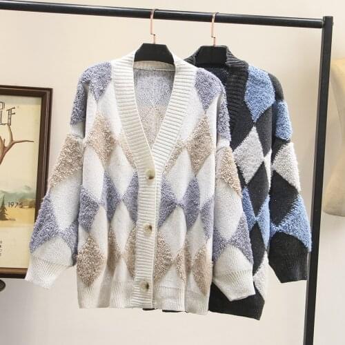 2021 Women Autumn Winter Sexy V Neck Long Sleeve Long Sweater Knitted Cardigan Coat Loose Plus Size Out Wear Jacket
