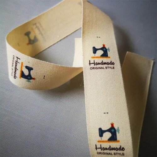 3CM raw white cotton Custom Sewing print color text Labels Clothing Tags, Name Tags, Handmade labels/Color print cotton label