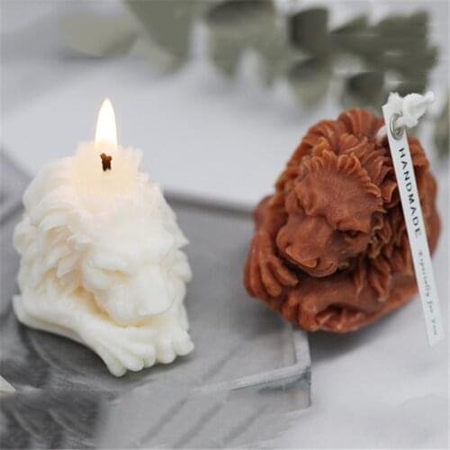 3D Lion Candle Mold Resin Crafts Handmade Lion Candle Silicone Molds DIY Soap Aromatherapy Decoration Fondant Cake Baking Mould