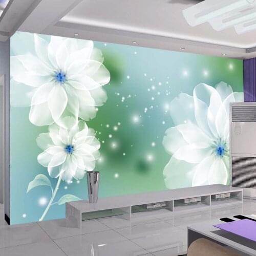 Beibehang 3d three-dimensional mural large bedroom TV background wallpaper simple and stylish non-woven fabric fantasy flower