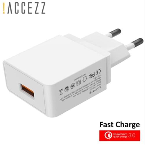 !ACCEZZ QC 3.0 EU Plug Fast Charge For Samsung Huawei LG Redmi Quick Charging Adapter For Iphone 8 X XR XS Max Universal Charger