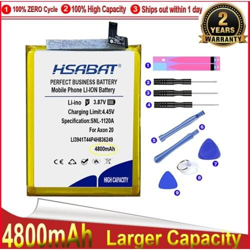 HSABAT 0 Cycle 4800mAh Li3941T44P4h836249 Battery for ZTE Axon 20 A20 5G Standard Edition A2121 Replacement Accumulator