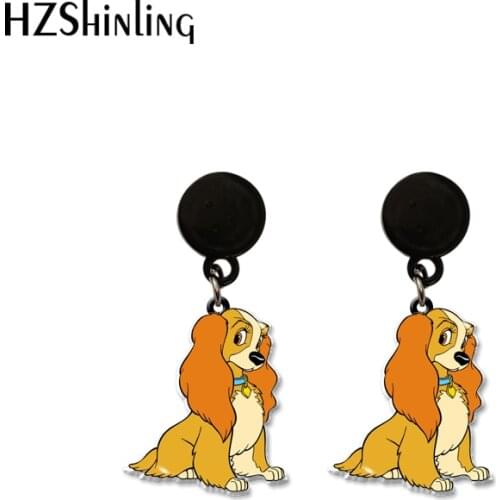 Disney Cartoon lady and the tramp Dogs Acrylic Dangle Drop Earrings Resin Epoxy Ear Fashion Jewelry