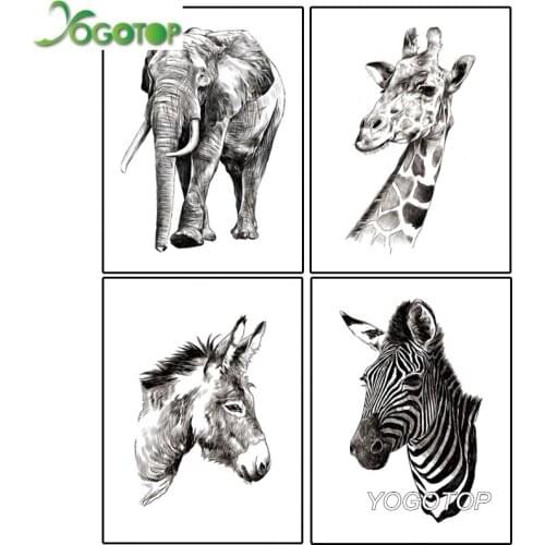 YOGOTOP 5D DIY Diamond Painting Full Square/Round Drill Animal Embroidery Mosaic deer Home Decor giraffe donkey elephant YY708