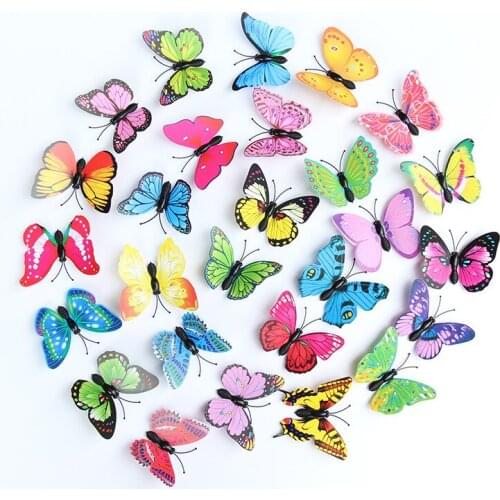Butterflies 3d Wall Stickers Home Decorat Mural In The Nursery Living Childrens Room Decoration on The Refrigerator Accessories