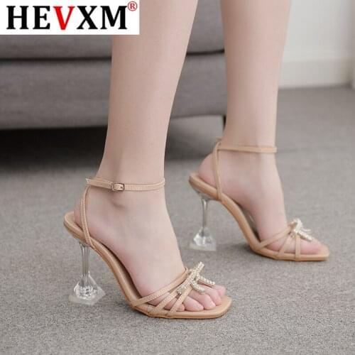 35-42 Plus Size Sandals Ladies 2020 New Sexy Bowknot Rhinestone Wine Glasses High Heel Women Sandals Sandalias De Las Mujeres