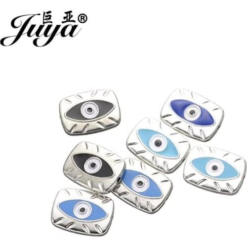 JUYA Necklace Bracelets Accessories 5pcs 20x15mm Evil Eye Beads Spacer Cheaper Alloy Metal Charms for DIY Jewelry Making AE0039
