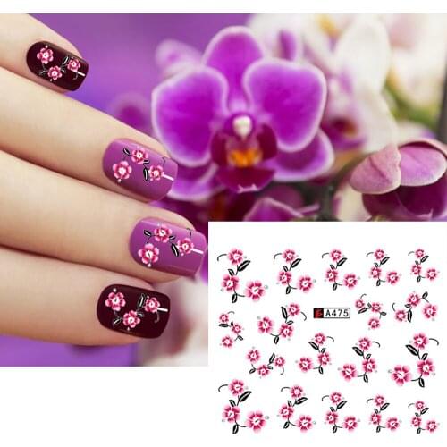 Floral Nail Stickers For Nails Black Cat Rose Nail Applique Adesivos E Decalques Decoracion Nail Sticker Nails Decoraciones