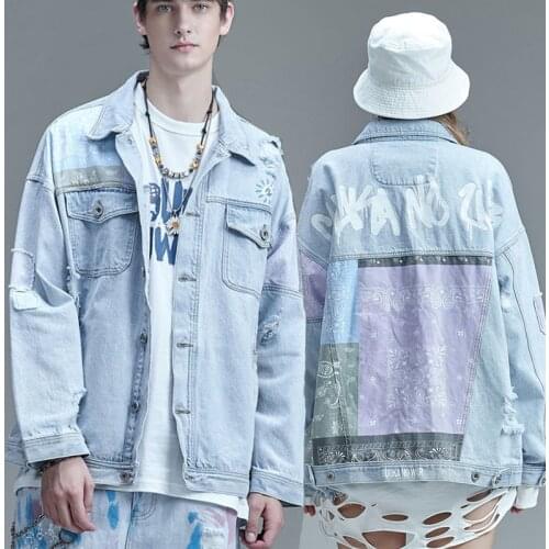 Men Denim Jacket Hole Ripped Coat Moto Biker for Mens Women Jeans Jacket Pockets Chaquetas Hombre Washed Couple outfit