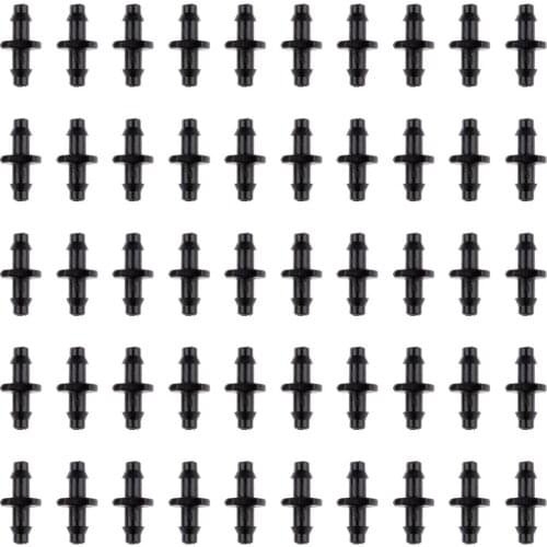 50x Double Barbed Connector Fitting 4/7mm Tubing Garden Agricultural Garden Lawn
