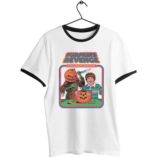 T Shirt Unisex Black Trim Dark Humor Halloween Pumpkin Revenge Funny Awesome Printed Tee