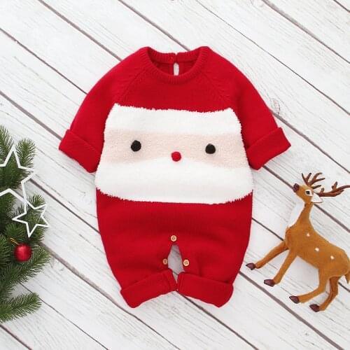 0-24M Newborn Baby Boy Girl Rompers Christmas Costumes Long Sleeve Red Santa Claus Jumpsuit Playsuit Autumn Winter Baby Clothes