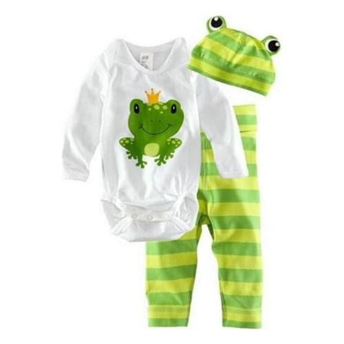 3PCS Rompers+Hat+Pants Baby Boys Girls Clothing Set Cute Cartoon Animal Toddler Jumpsuit Infant Cotton Long Sleeve Kids Clothes