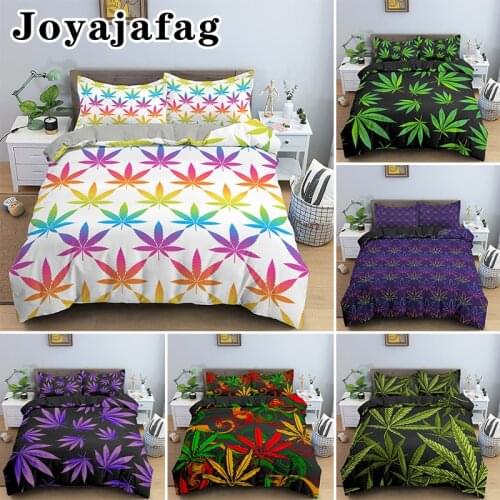 Hot Sell Weed Leaves Single Double King Queen Duvet Cover With Pillowcase 2/3pcs Bedding Set For Bedroom Bed Sets Bedclothes