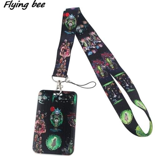 Flyingbee Cartoon Creative Lanyard Card Holder Student Hanging Neck Mobile Phone Lanyard Badge Subway Access Card Holder X1587