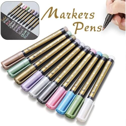 10 Color Waterproof Paint Marker Pens Metallic Color Pen School Supplies Doodle Art Drawing Markers Outline Pen Set Markers