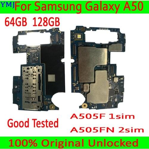 For Samsung Galaxy A50 A505F/A505FN Motherboard 64GB/128GB 100% Original Unlock With Full Chips&Android System Logic Board Teste