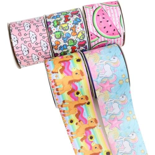 Mini Toxica Mouse Mermaid Fruit Cartoon Printed Grosgrain Ribbon Party Decoration 10 Yards DIY Bow Bag Material Handmade 10Y