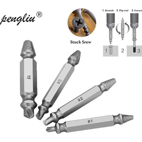 4Pcs/lot (1 Set) Screw Extractor Kit Drill Remove Woodworking Alloy Stud Bolt Damage Screw Extractor Drill Bit Removal Tool