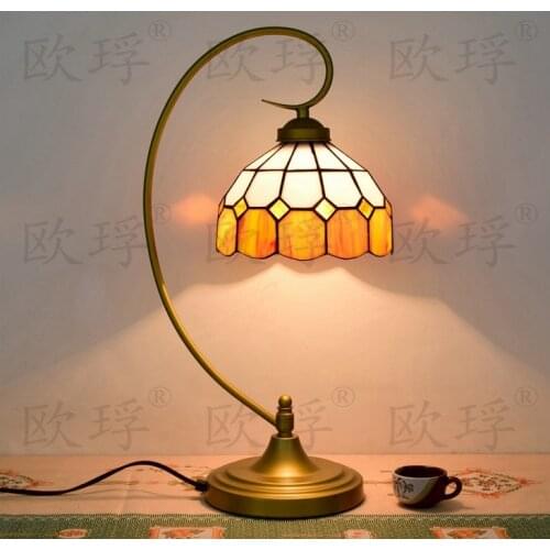 BaroqueTiffany Table Lamp Country Style Stained Glass Lamp for Bedroom Bedside Lamp E27 110-240V