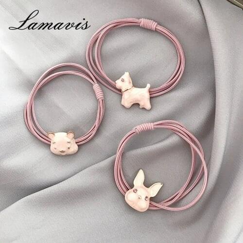 2020 New Hair Rope Pink Girl Style Cute Hair Accessories Wild Fashion Hair Circle Small Animal Trend Head Rope Does Not Hurt Hai