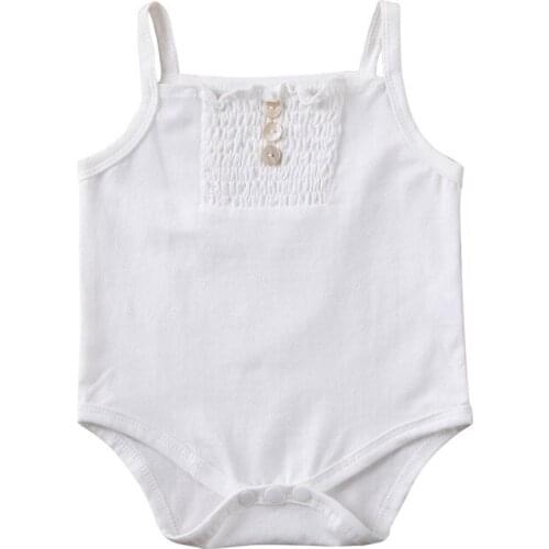 New Newborn Toddler Baby Girls clothes off shoulder Button strap solid Bodysuit sleeveless cotton kids Jumpsuit one pieces