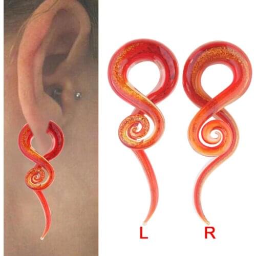 New Product Pyrex Glass Hand Made Ear Plugs Tunnel Ear Spiral Taper Cartilage Earring Gauges Expanders Stretcher Flesh Piercing