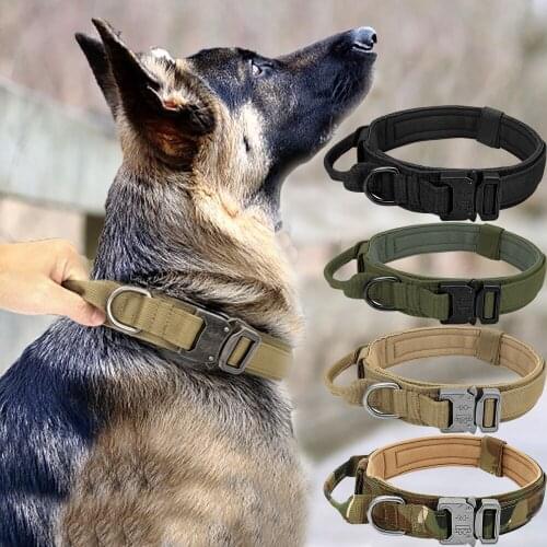 Dog Collar Adjustable Military Tactical Dog Collar Leash Control Handle Training Collars Dogs Accessories For Small Large Dogs