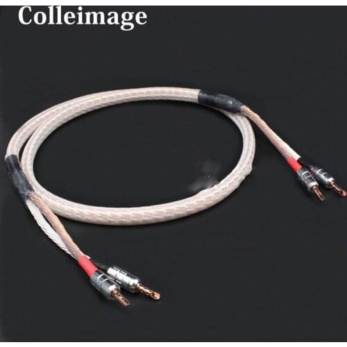 Pair 12TC Hifi 12TC Speaker Cable With 2 Banana Plug to 2 Banana Jack Hi-end OCC Speaker Wire biwire speaker cable