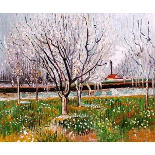 Landscape Oil Paintings on Canvas Art Picture for Home Decor Orchard in Blossom (Plum Trees) Vincent Van Gogh Painting Handmade