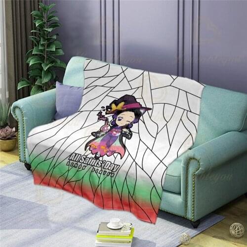 Demon Slayer Halloween Bedspread Blanke High Density Super Soft Flannel Blanket To on For The Sofa/Bed/Car Portable Blankets