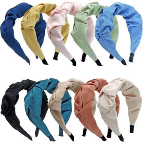 QCOOLJLY Fashion Hairband Individuality Pleated Headband Fresh Solid Hair Band For Women Adult Hundred Matching Hair Accessories